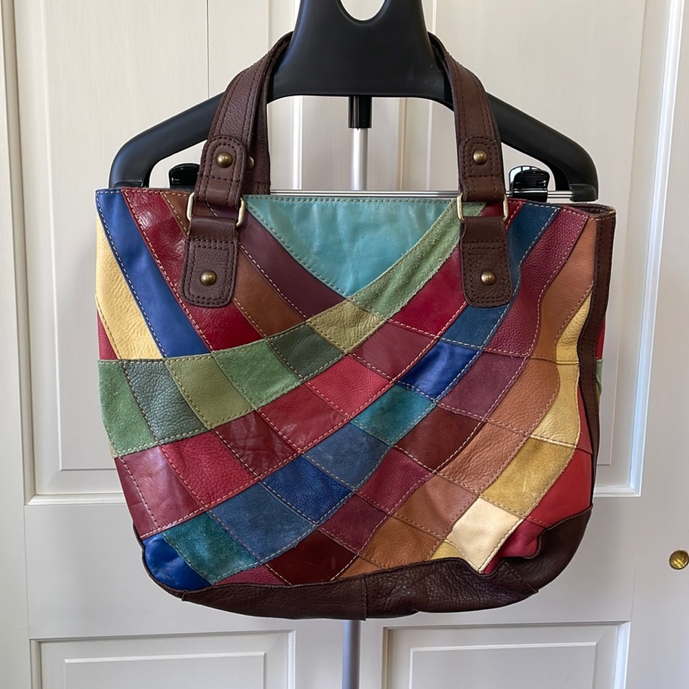 Elle studio rainbow suede hobo tote